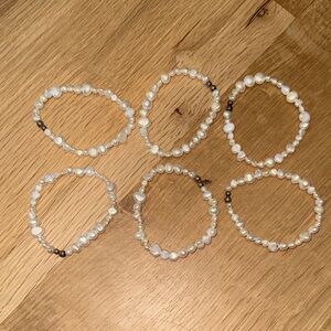 Vintage Silpada Handcrafted fresh water Pearl Stretch Bracelets set of 6